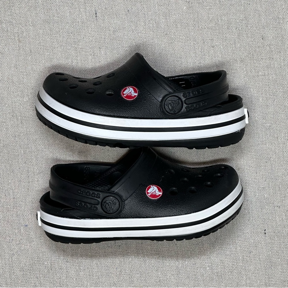 Crocs Crocbrand Toddler Slip-On Clog Lightweight Black White Size 6 Boys Girls